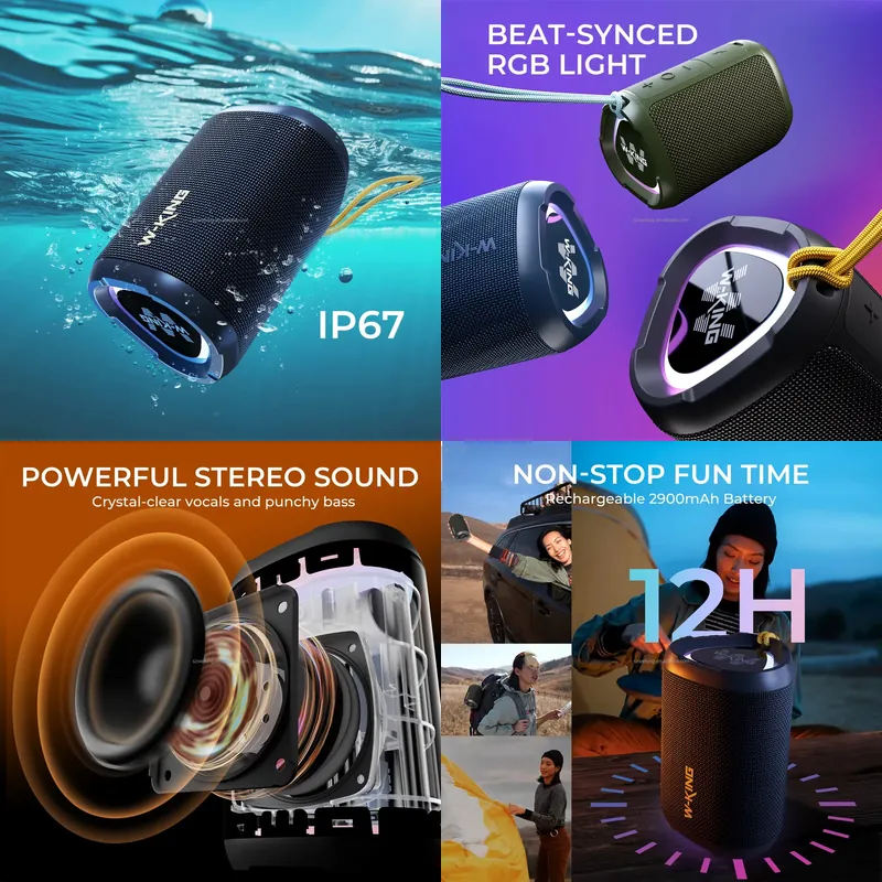Bluetooth Speaker Waterproof - W-KING D110 Haut-parleur Bluetooth sans fil